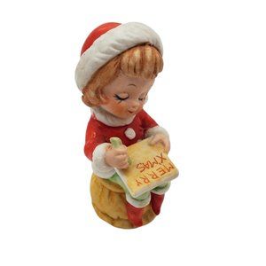 Keepsake Ornament Holiday Figurine Christmas‎ List Elf Girl Porcelain Miniature